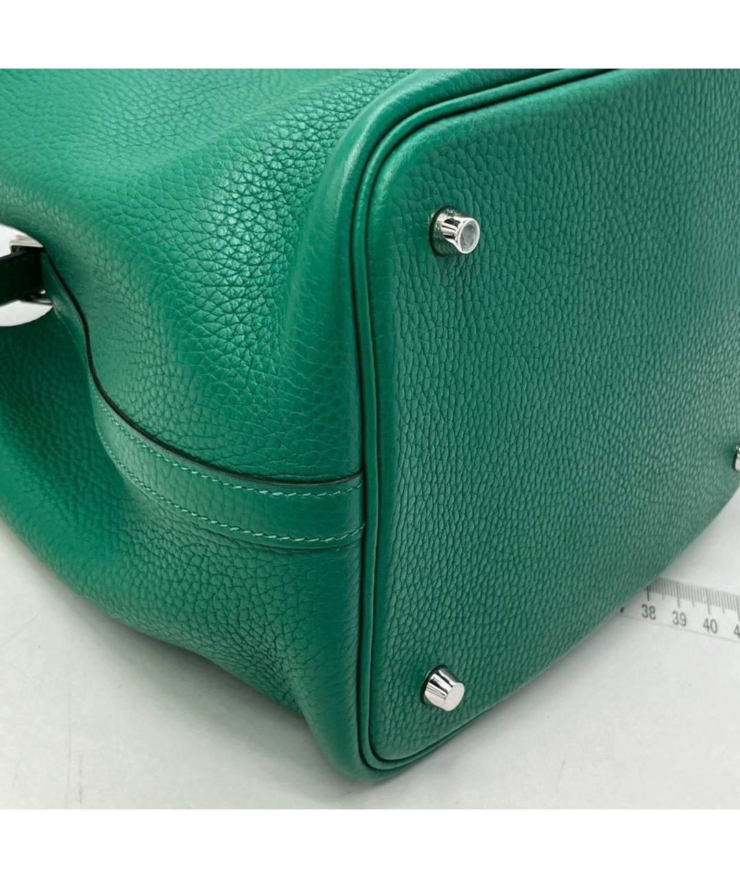 HERMES Зеленая сумка с короткими ручками из экзотической кожи, фото 5
