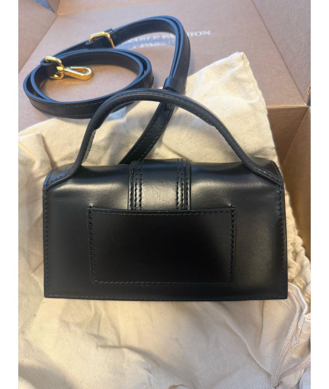 JACQUEMUS Черная кожаная сумка через плечо, фото 3