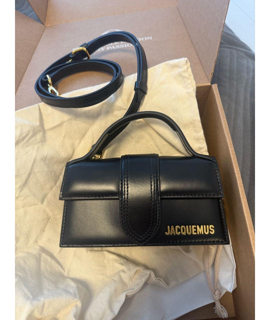 JACQUEMUS Черная кожаная сумка через плечо, фото 5