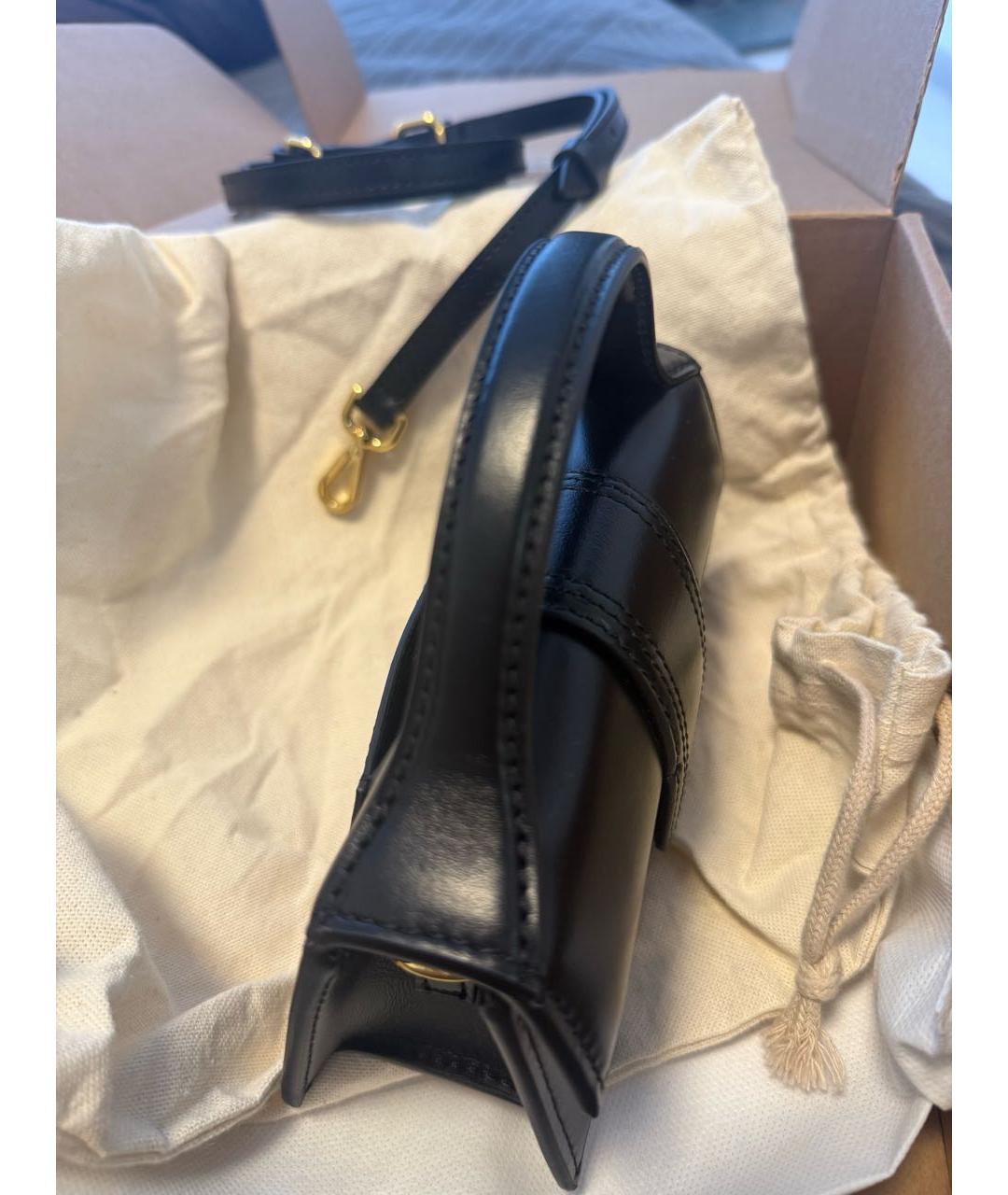 JACQUEMUS Черная кожаная сумка через плечо, фото 4