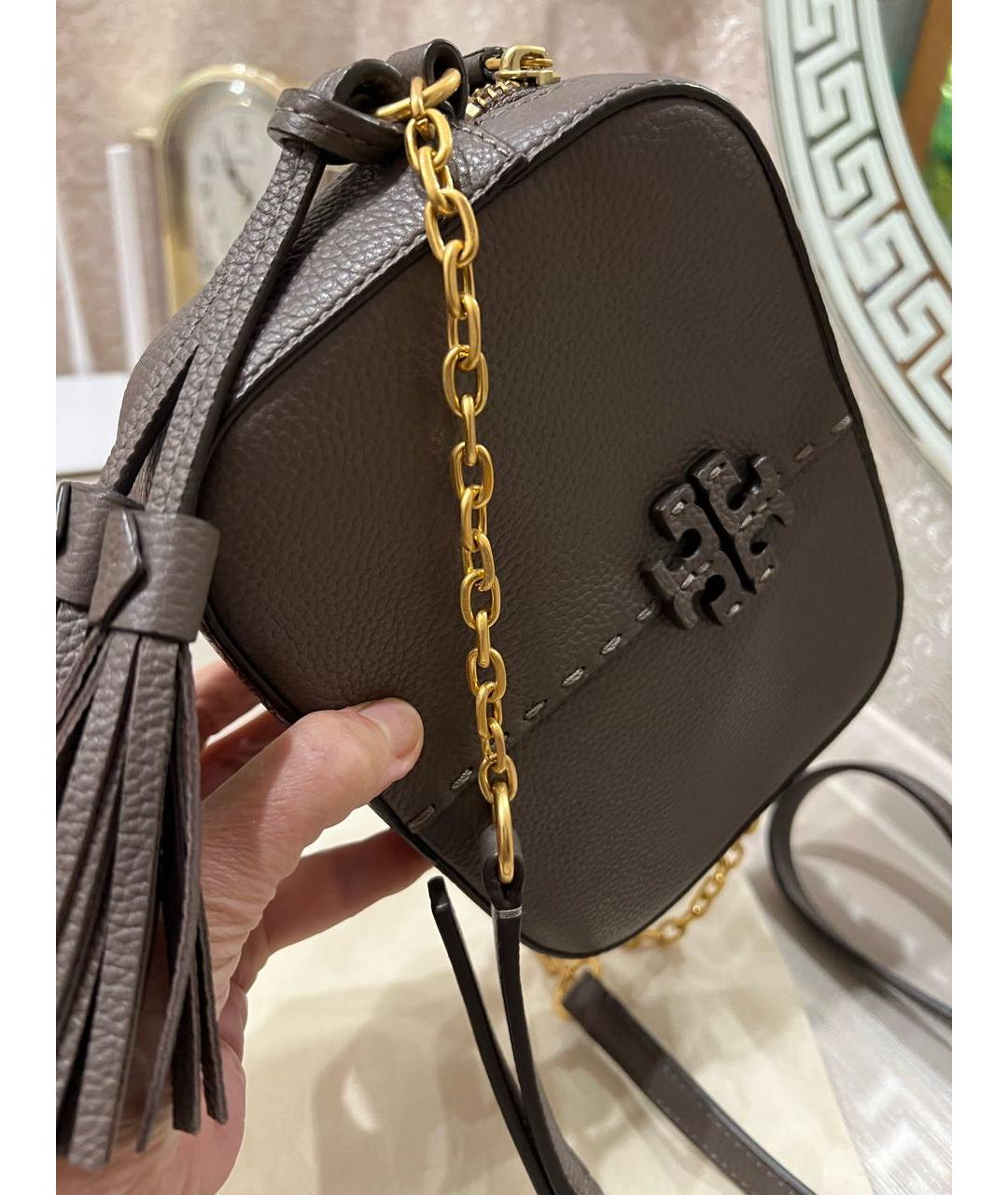 TORY BURCH Коричневая кожаная сумка через плечо, фото 5