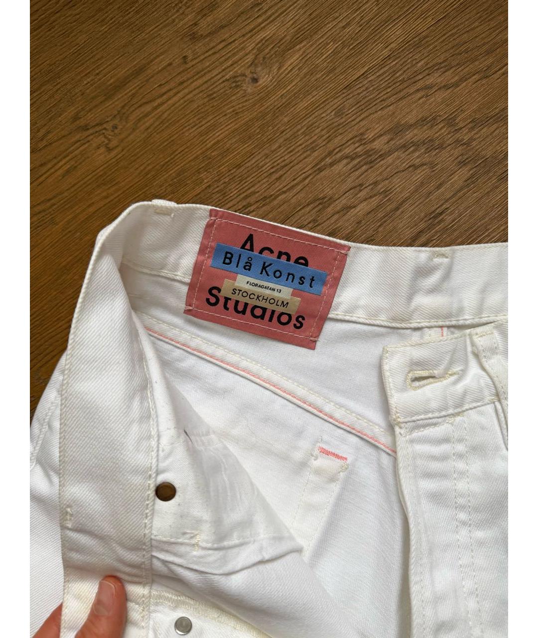 ACNE STUDIOS Белые хлопковые прямые джинсы, фото 3