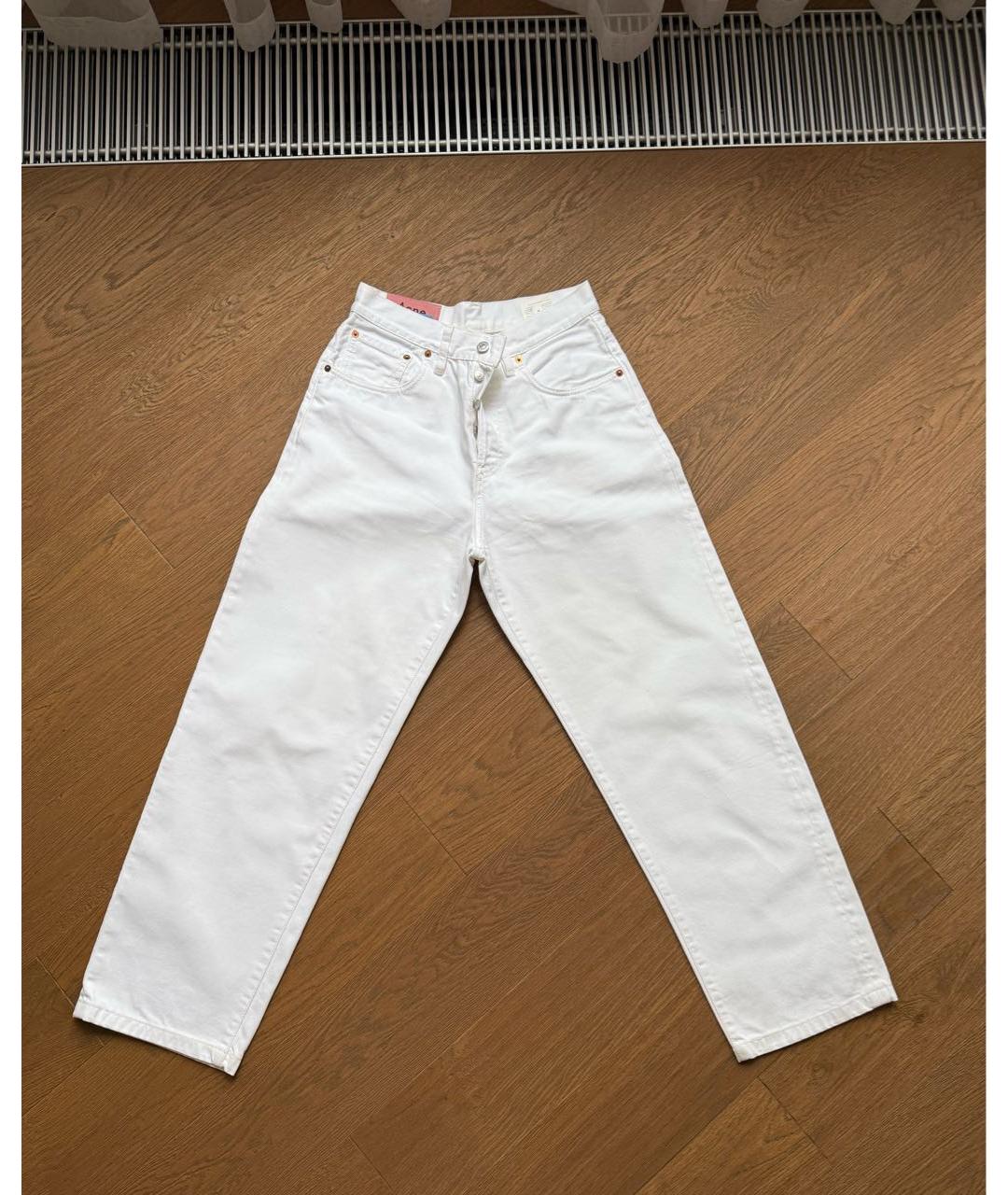 ACNE STUDIOS Белые хлопковые прямые джинсы, фото 6