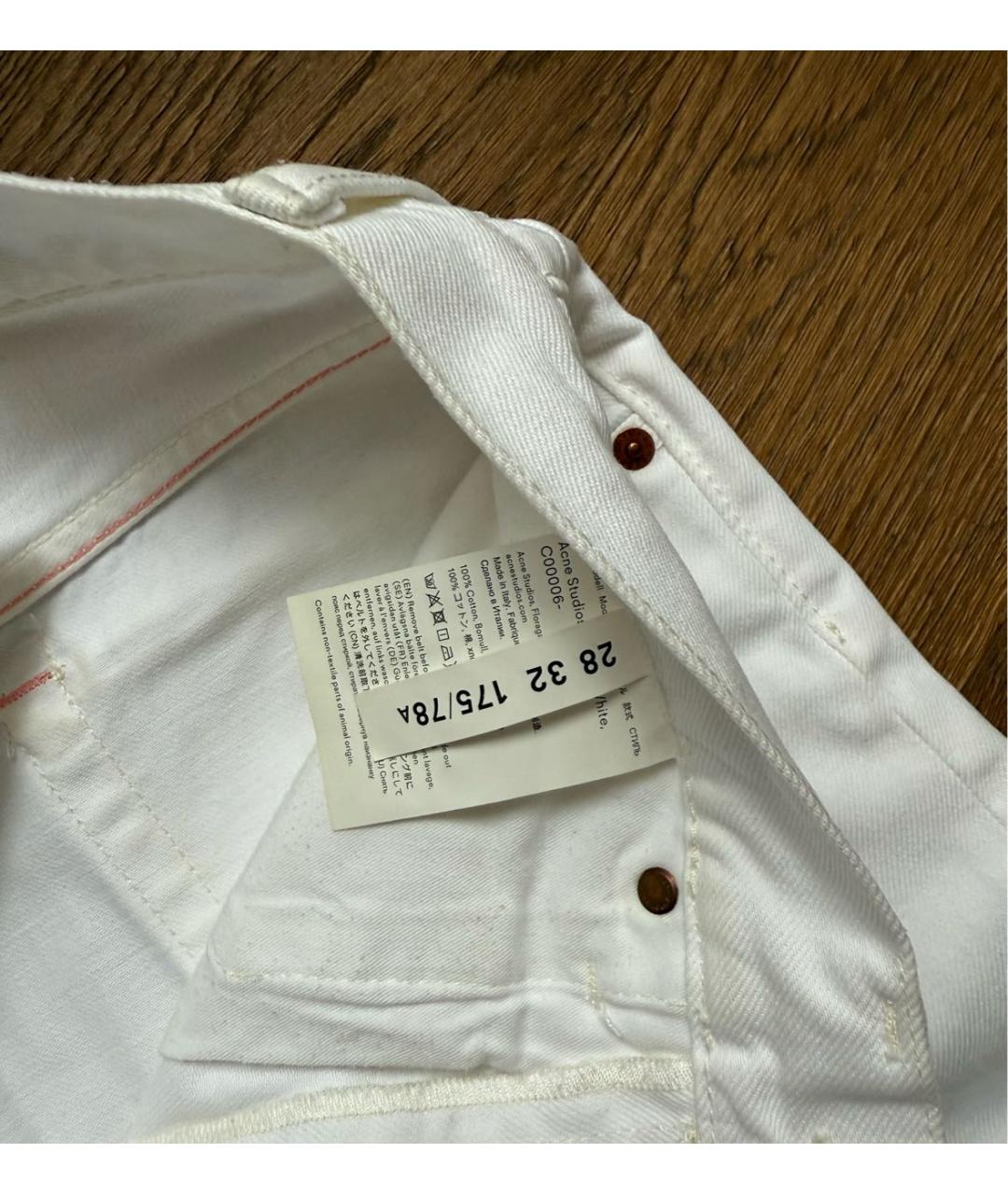 ACNE STUDIOS Белые хлопковые прямые джинсы, фото 4