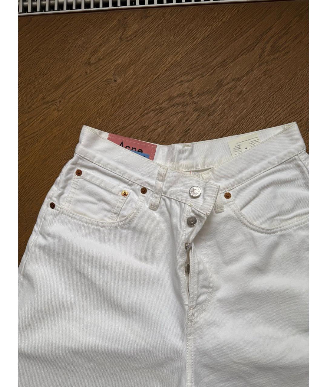 ACNE STUDIOS Белые хлопковые прямые джинсы, фото 5