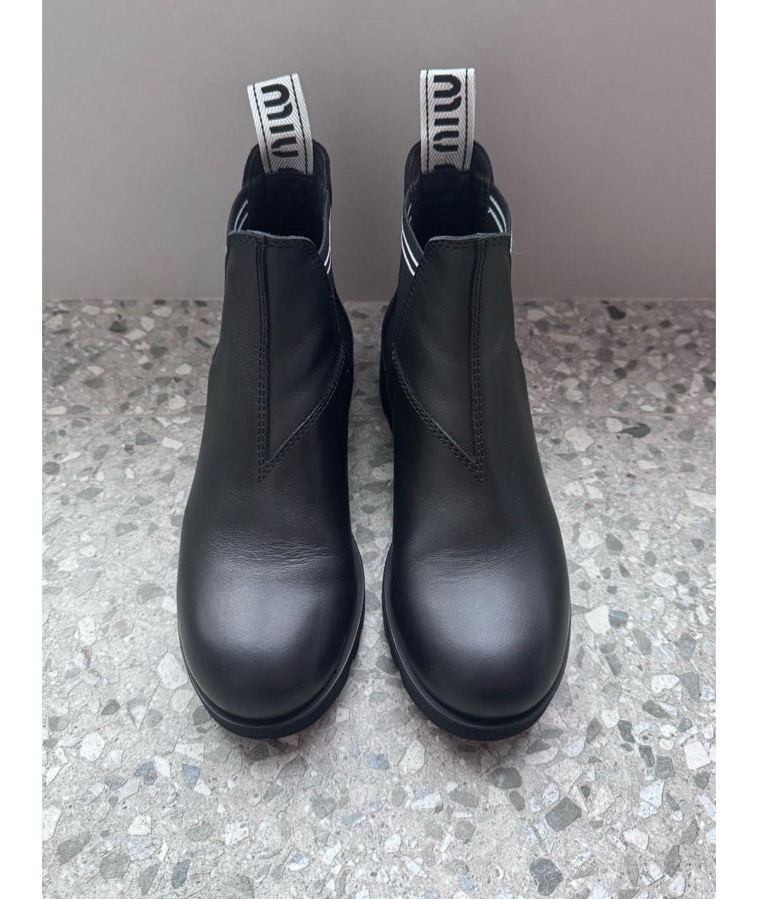 MIU MIU Черные кожаные ботинки, фото 2