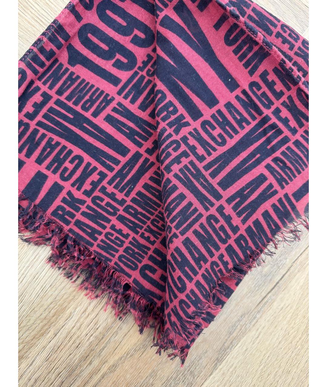 ARMANI EXCHANGE Бордовый хлопковый шарф, фото 2