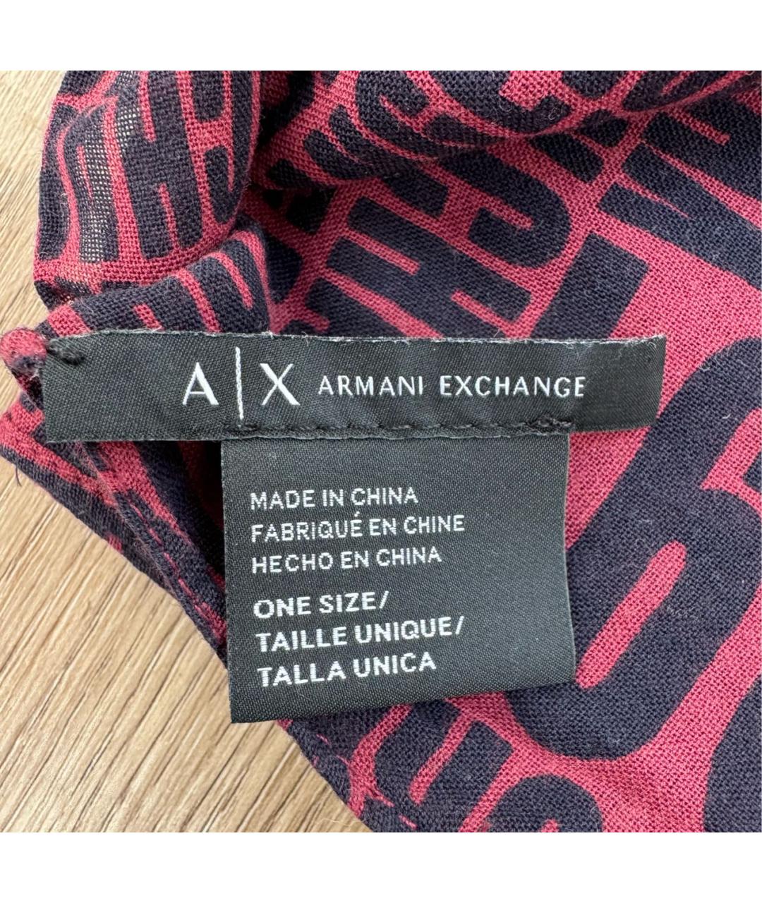 ARMANI EXCHANGE Бордовый хлопковый шарф, фото 3
