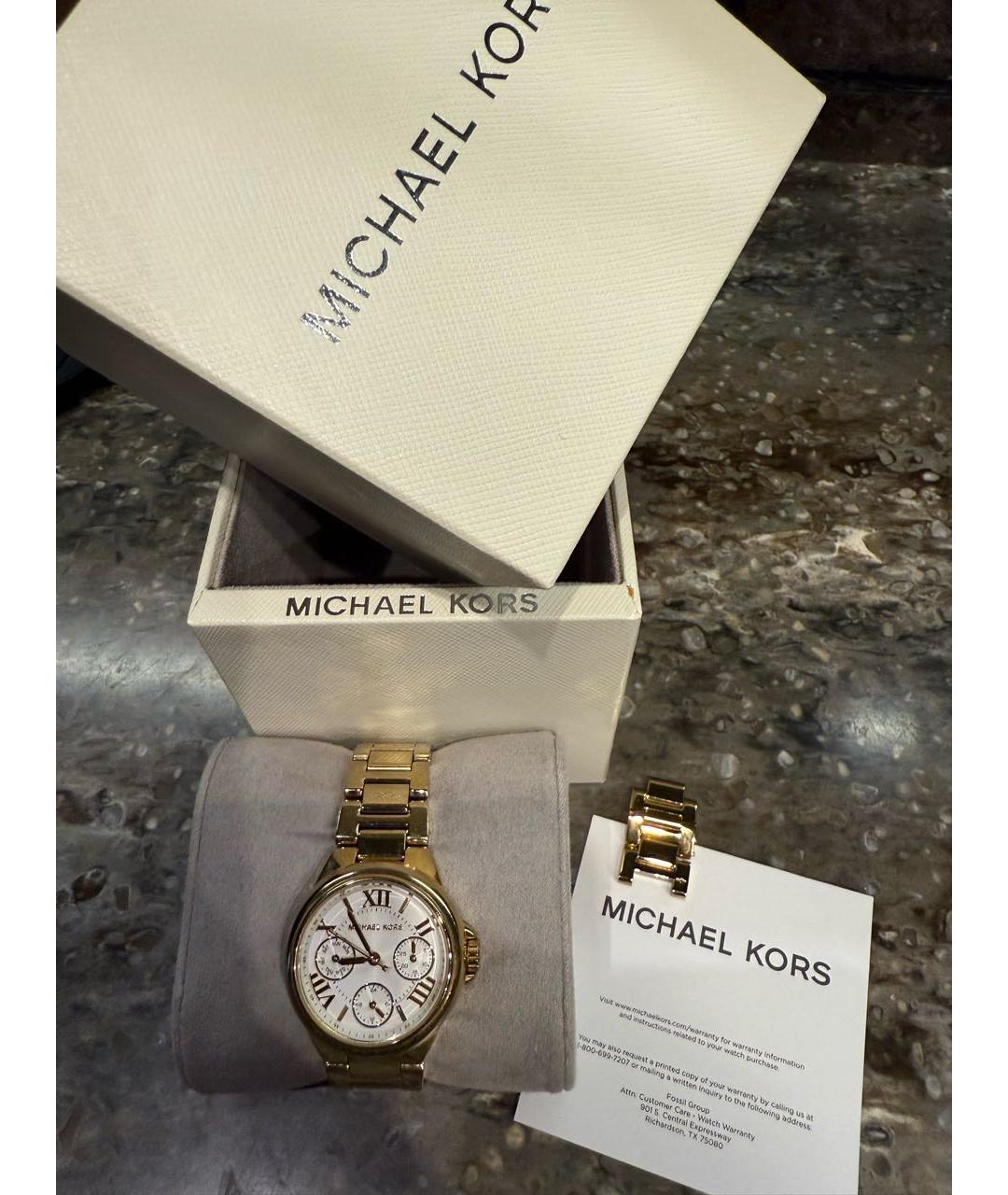 MICHAEL KORS Золотые металлические часы, фото 4