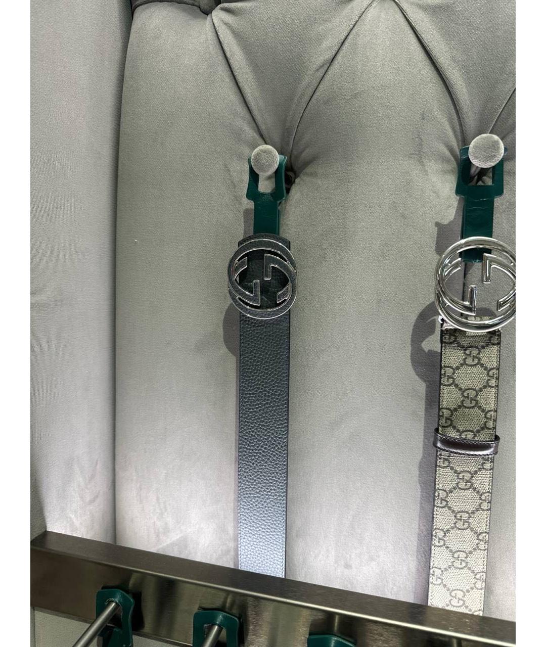 GUCCI Серый кожаный ремень, фото 4
