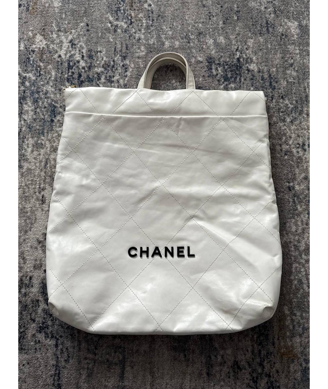 CHANEL Белая кожаная сумка тоут, фото 6