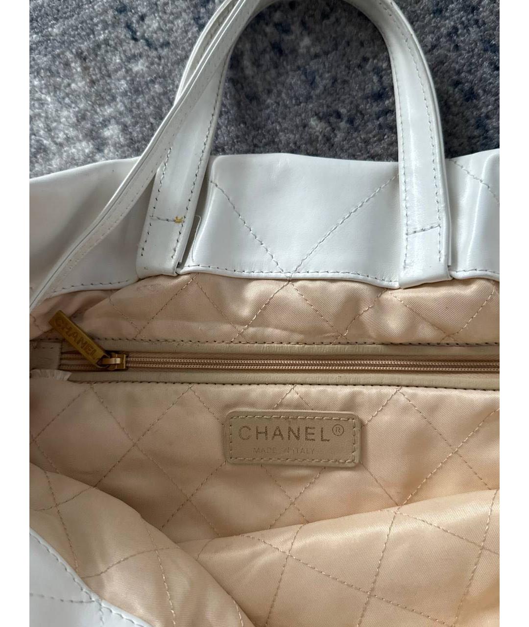 CHANEL Белая кожаная сумка тоут, фото 4