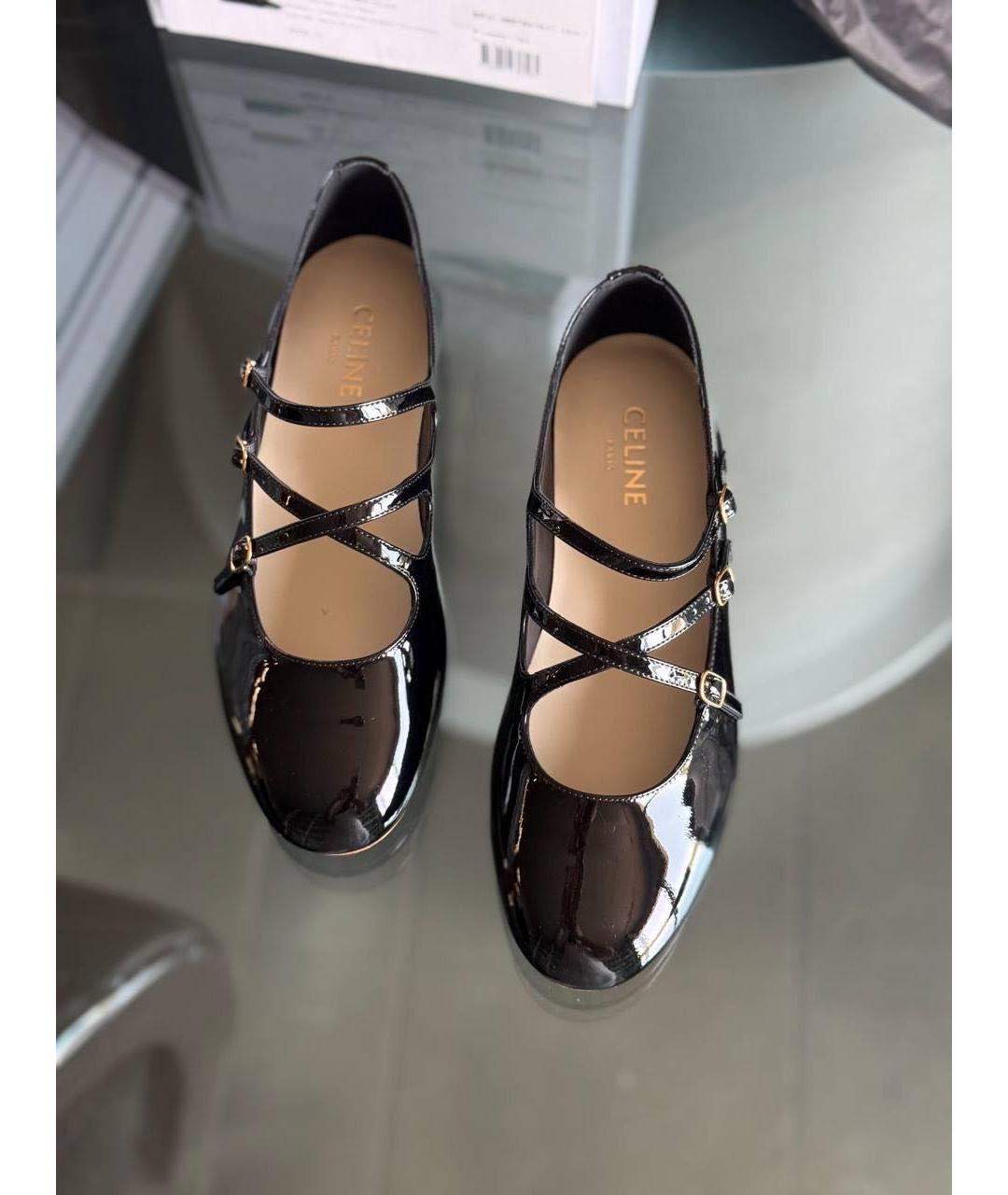 CELINE Черные балетки из лакированной кожи, фото 4
