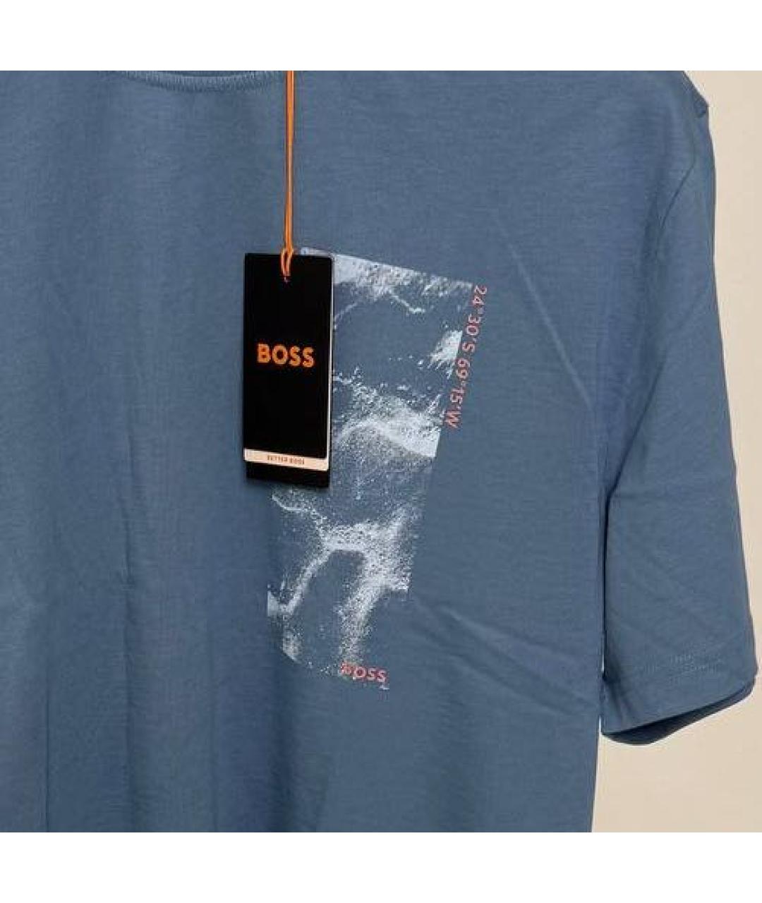 HUGO BOSS Голубая хлопковая футболка, фото 2