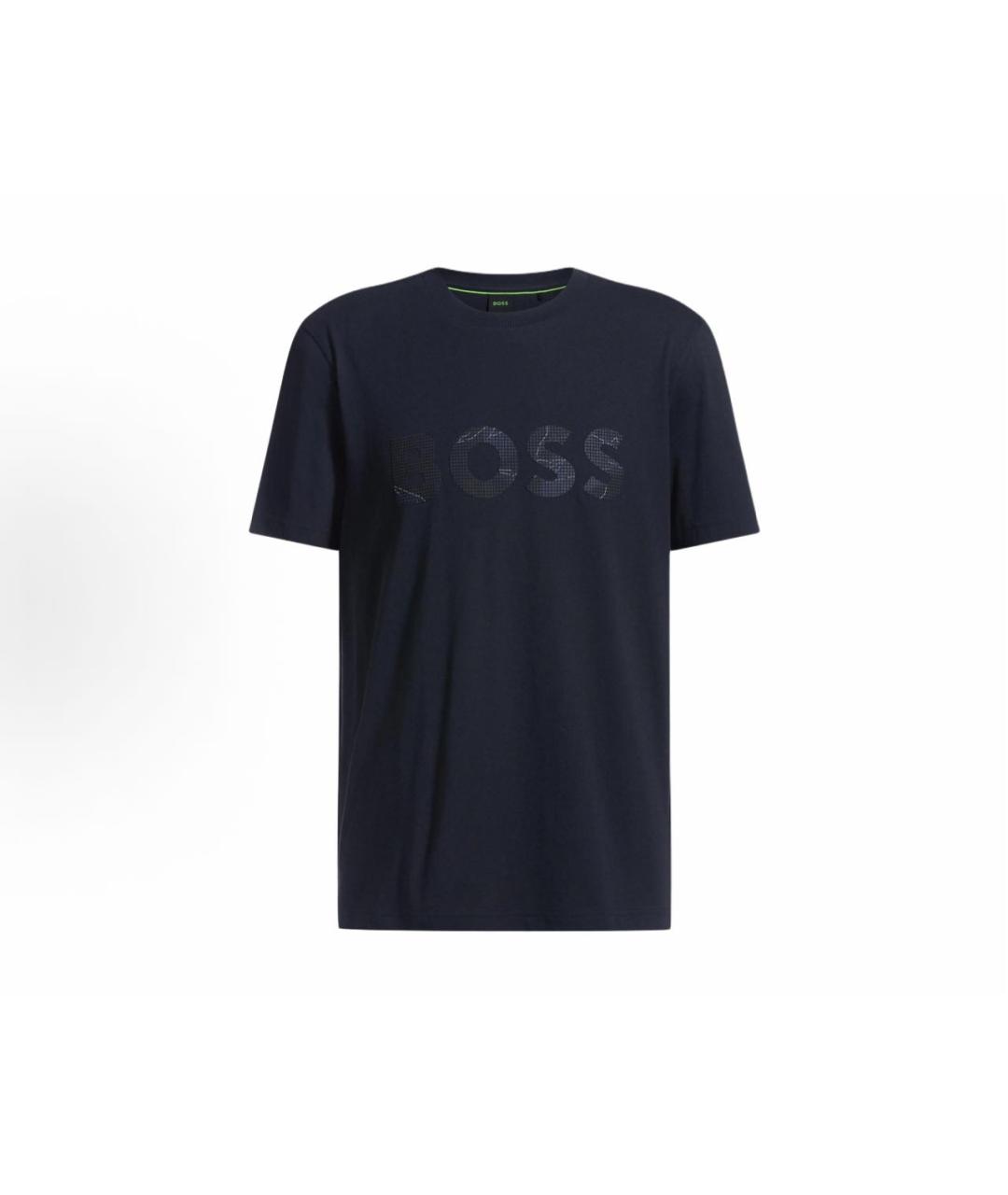 HUGO BOSS Темно-синяя хлопковая футболка, фото 3