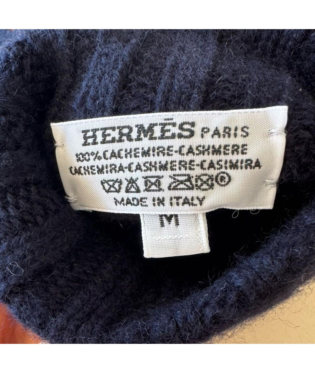 HERMES Темно-синяя кашемировая шапка, фото 6