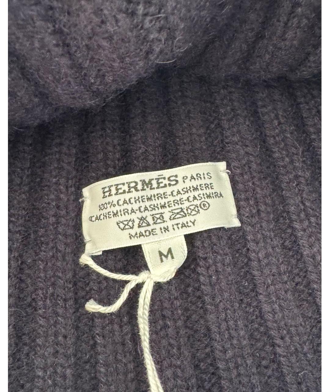 HERMES Темно-синяя кашемировая шапка, фото 4