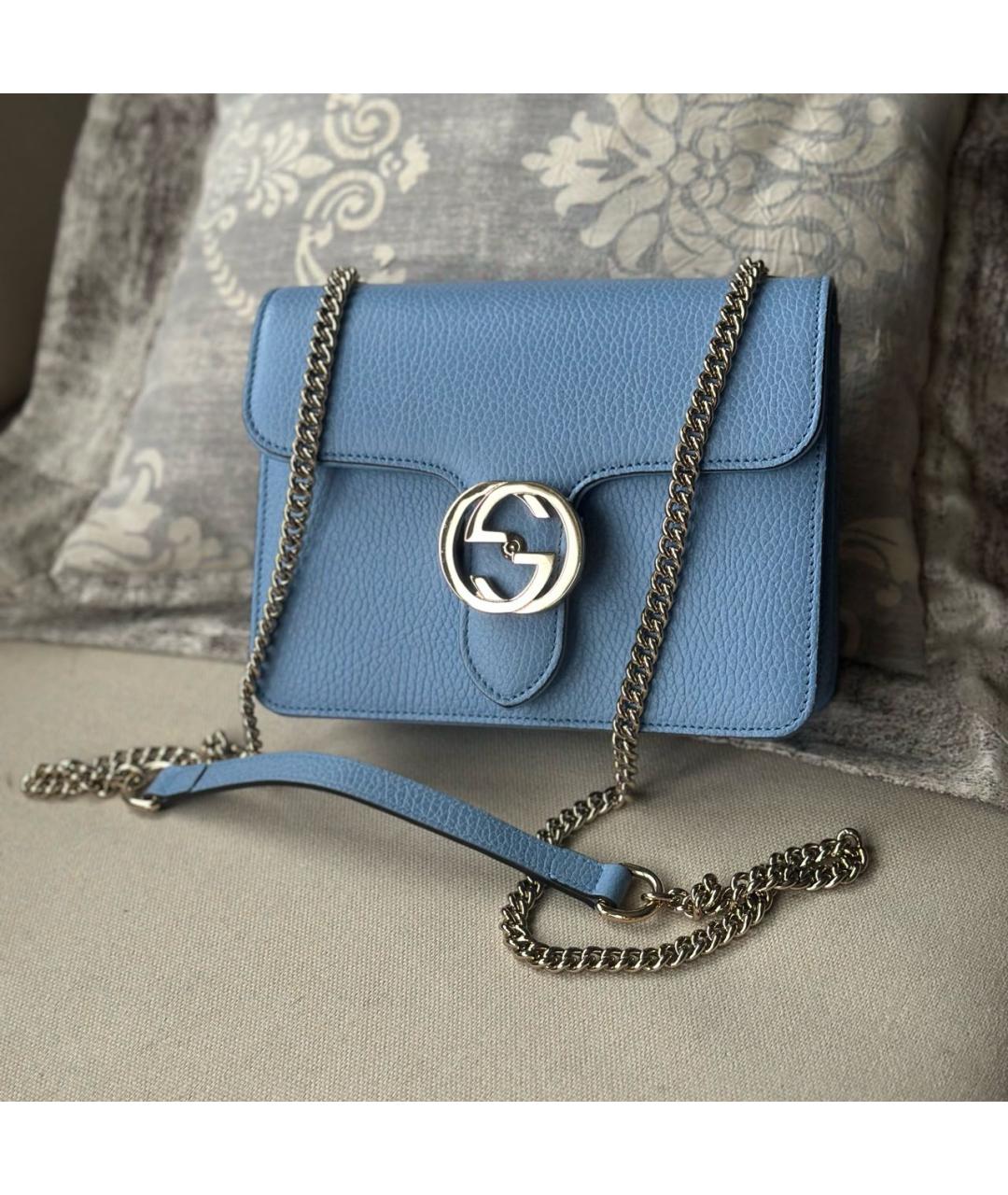 GUCCI Голубая кожаная сумка через плечо, фото 2