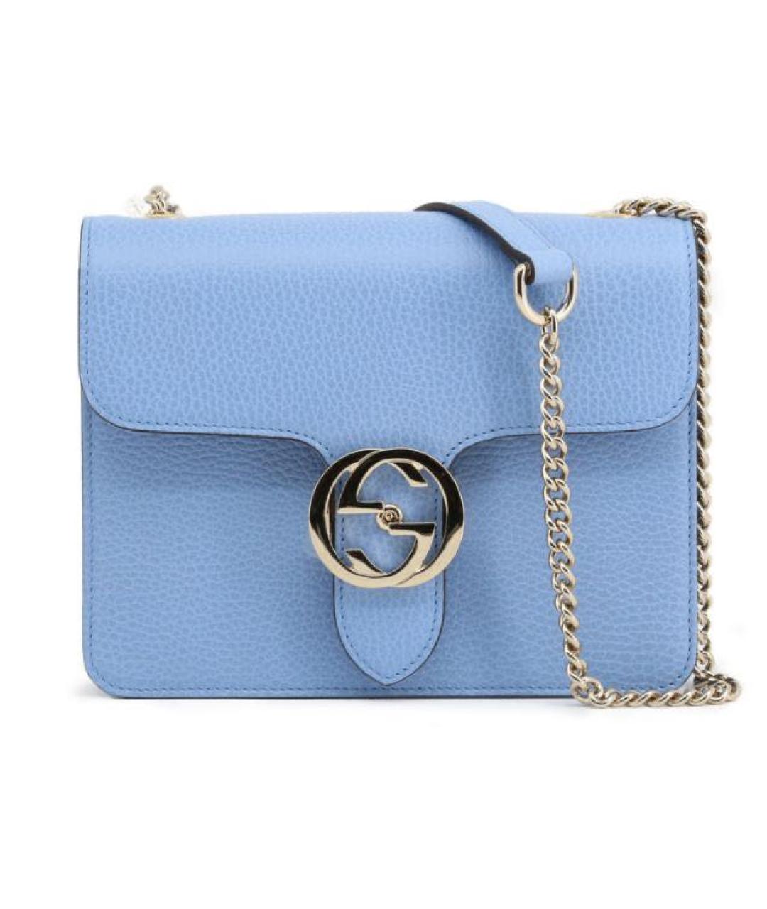GUCCI Голубая кожаная сумка через плечо, фото 1
