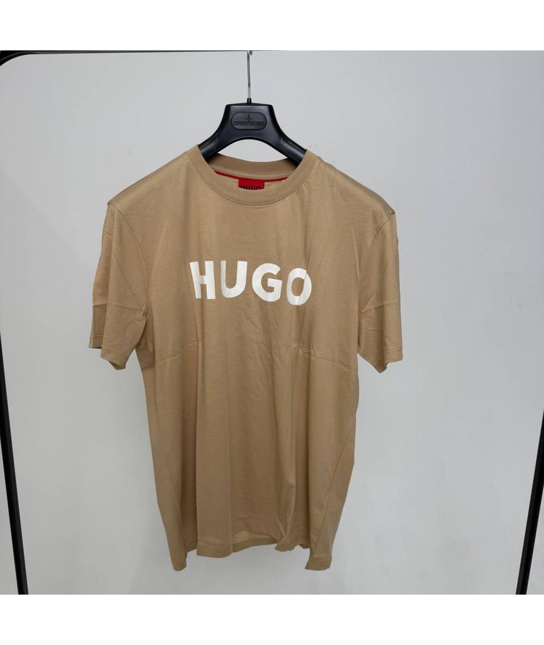 HUGO BOSS Бежевая хлопковая футболка, фото 2