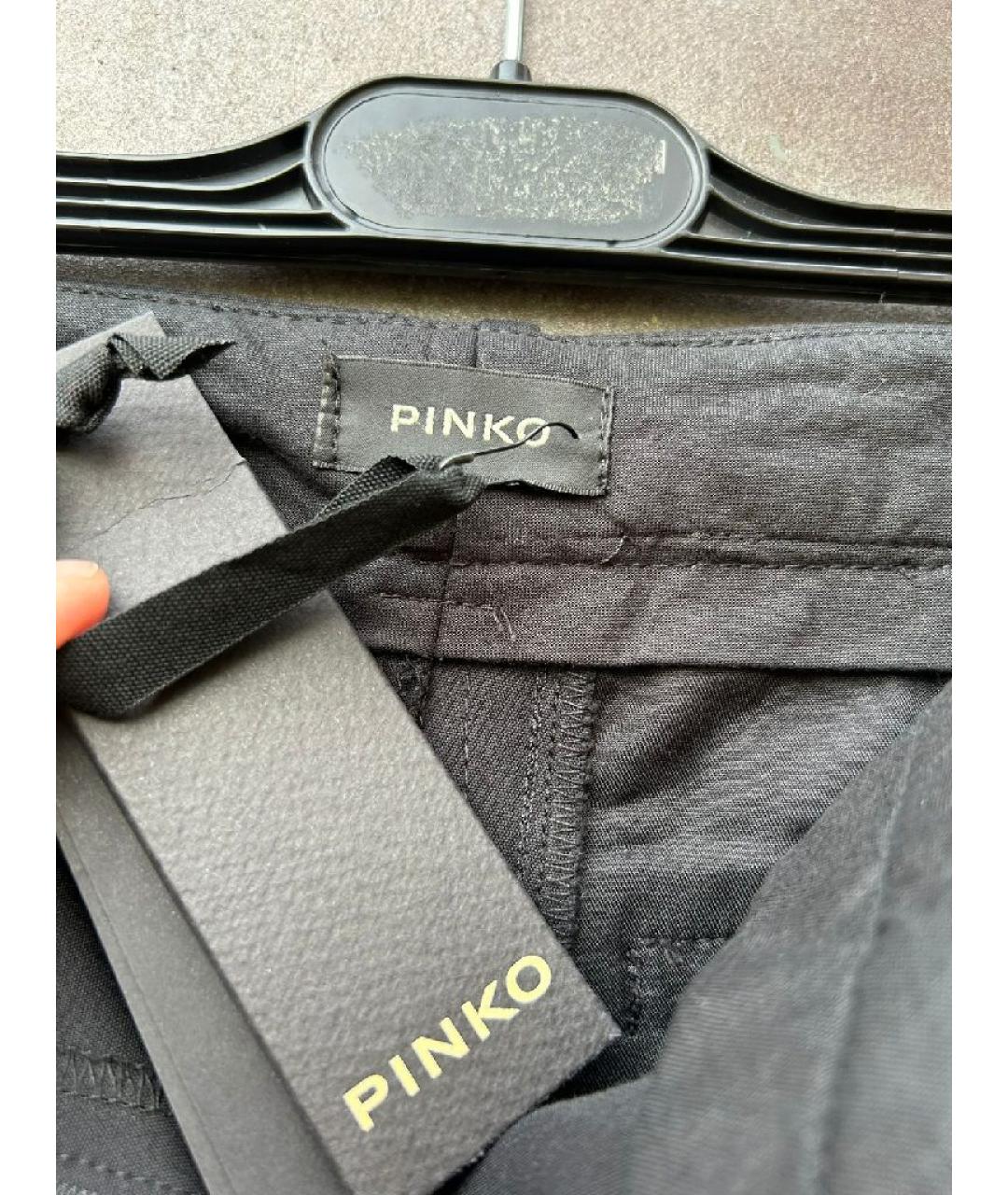 PINKO Черные хлопковые прямые брюки, фото 4