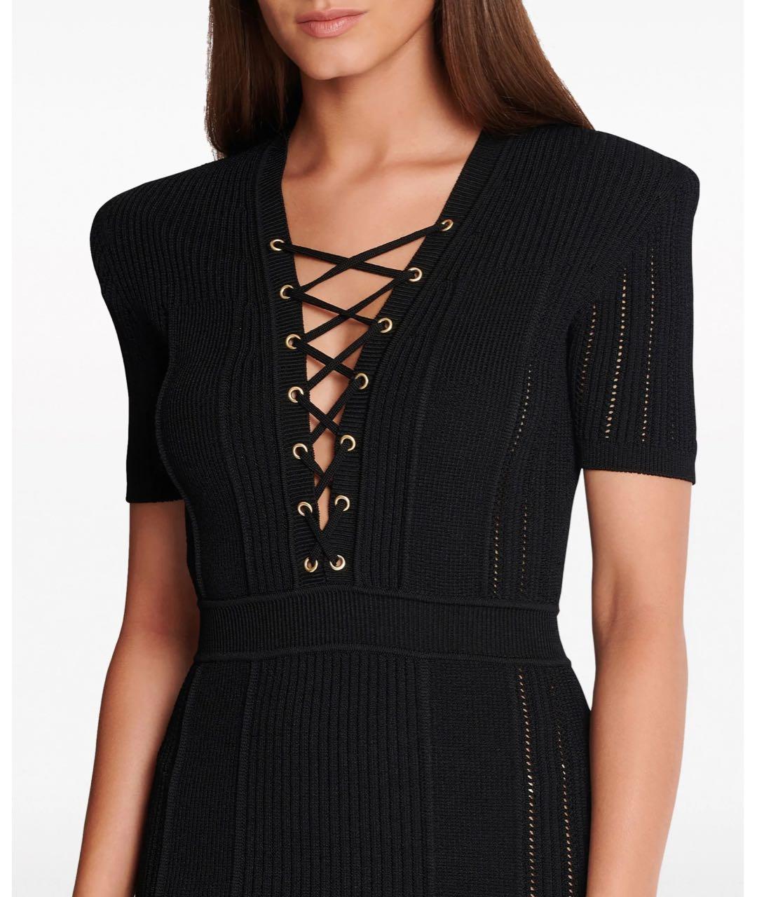 BALMAIN Черное вискозное коктейльное платье, фото 5