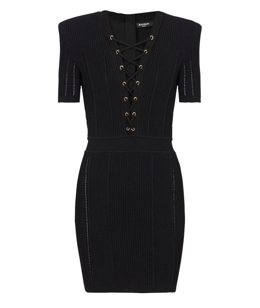 BALMAIN Черное вискозное коктейльное платье, фото 1