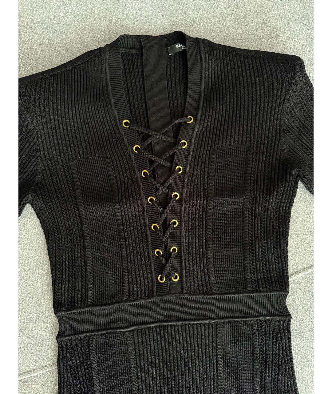 BALMAIN Черное вискозное коктейльное платье, фото 4