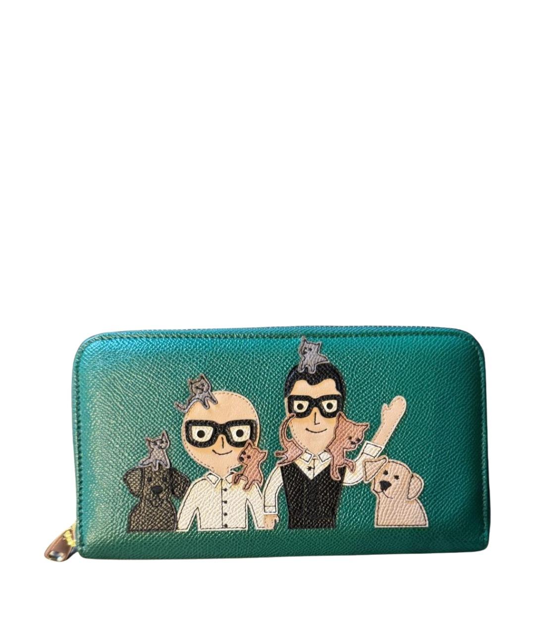 DOLCE&GABBANA Зеленый кожаный кошелек, фото 1
