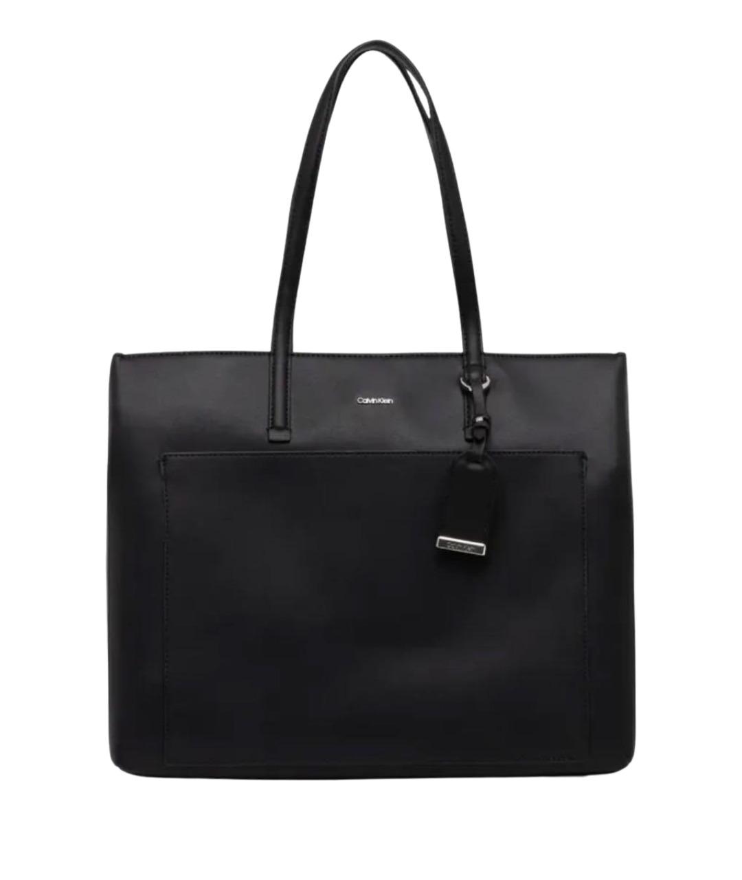 CALVIN KLEIN Черная сумка тоут из искусственной кожи, фото 1