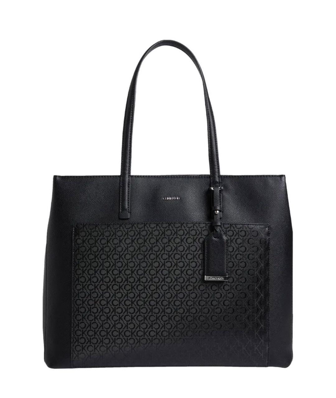 CALVIN KLEIN Черная сумка тоут из искусственной кожи, фото 1