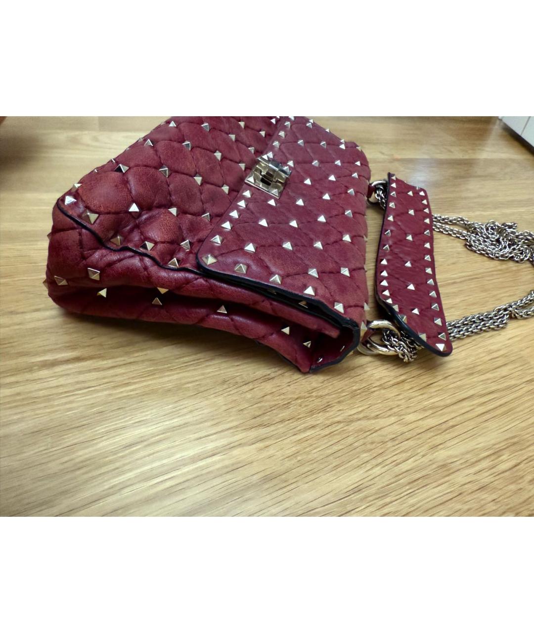 VALENTINO Бордовая кожаная сумка с короткими ручками, фото 2