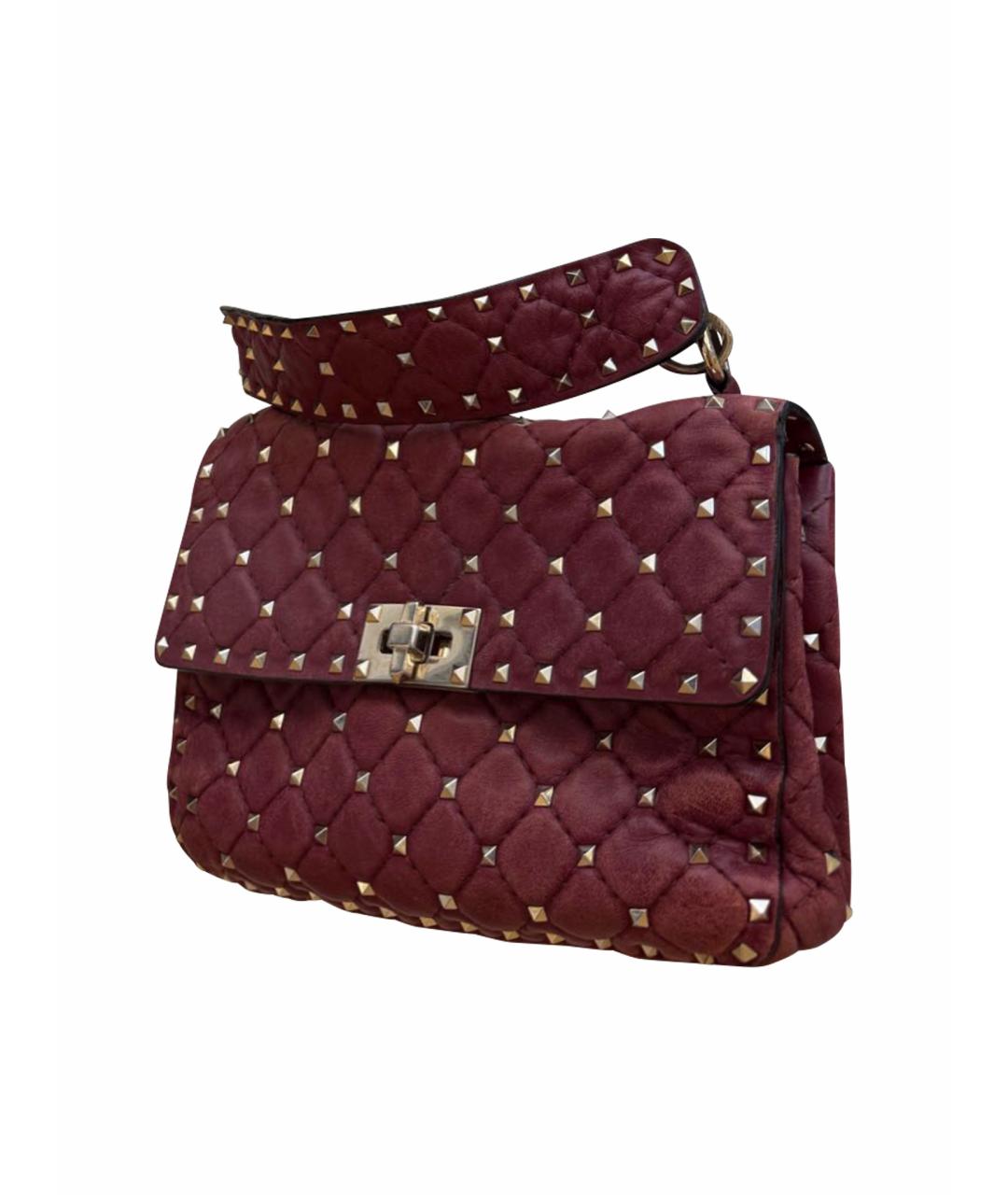 VALENTINO Бордовая кожаная сумка с короткими ручками, фото 1