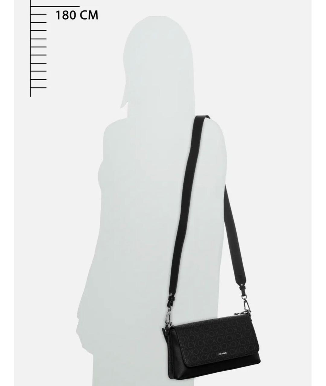 CALVIN KLEIN Черная сумка через плечо из искусственной кожи, фото 3