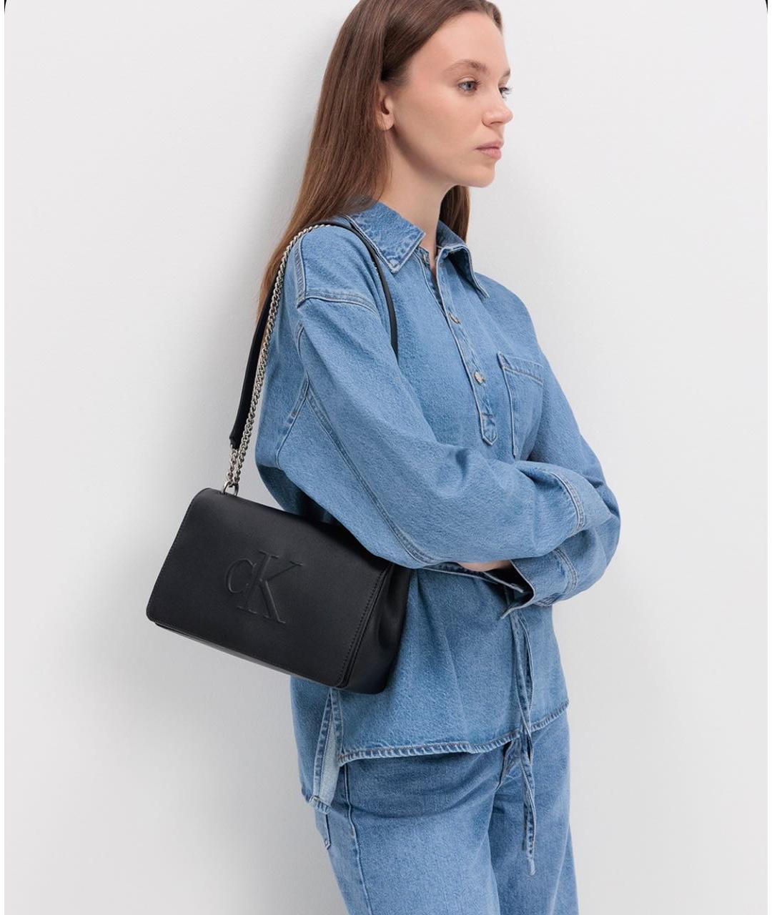 CALVIN KLEIN Черная сумка через плечо из искусственной кожи, фото 3