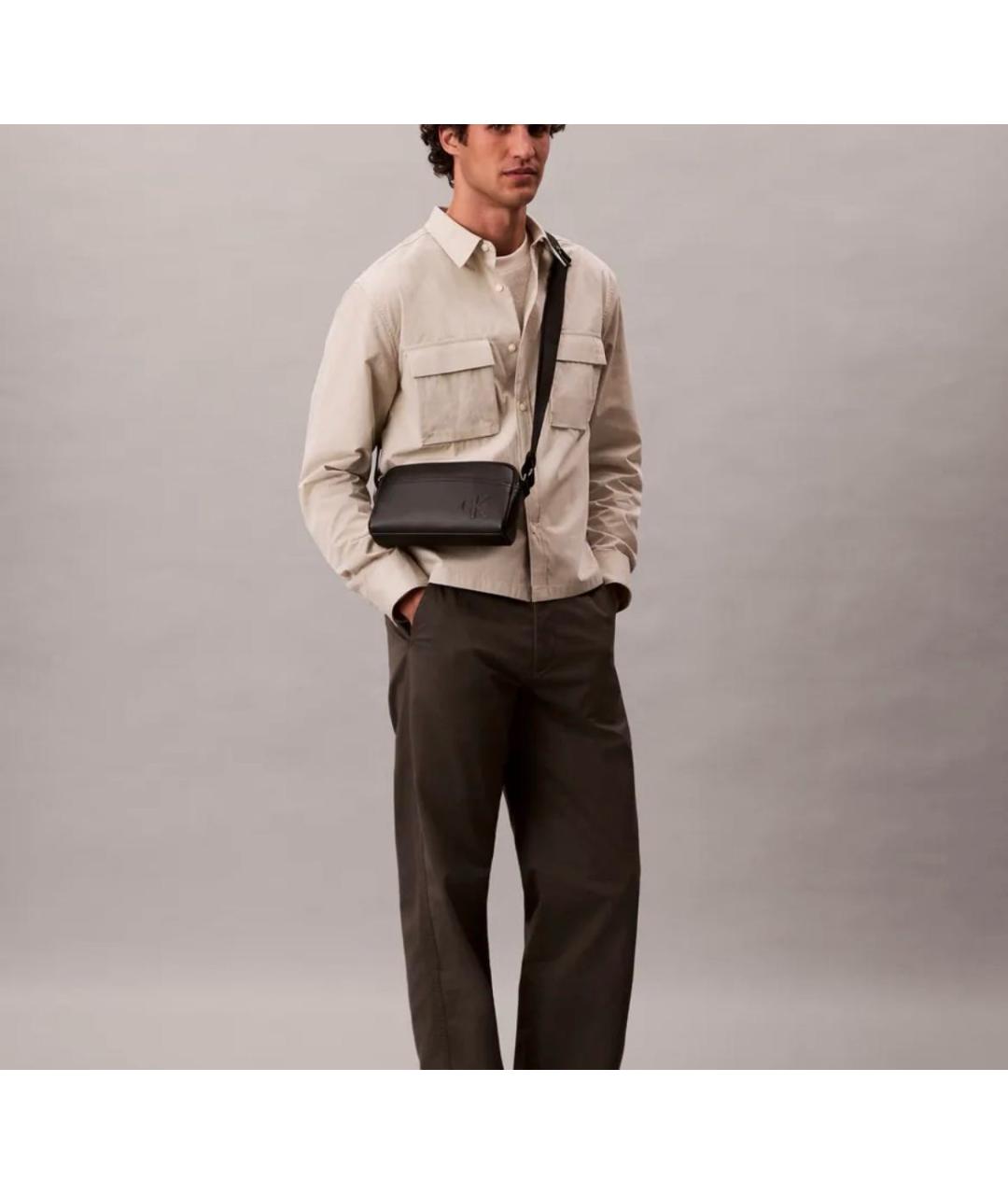 CALVIN KLEIN Черная сумка на плечо из искусственной кожи, фото 3