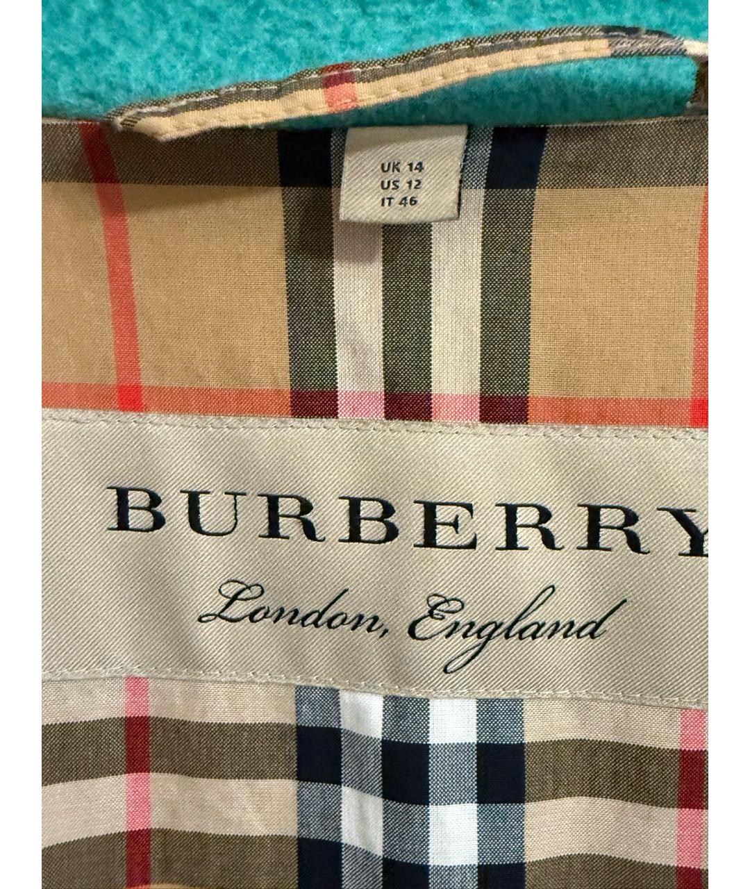 BURBERRY Зеленые шерстяное пальто, фото 6