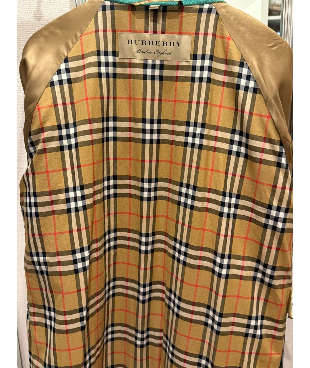BURBERRY Зеленые шерстяное пальто, фото 3