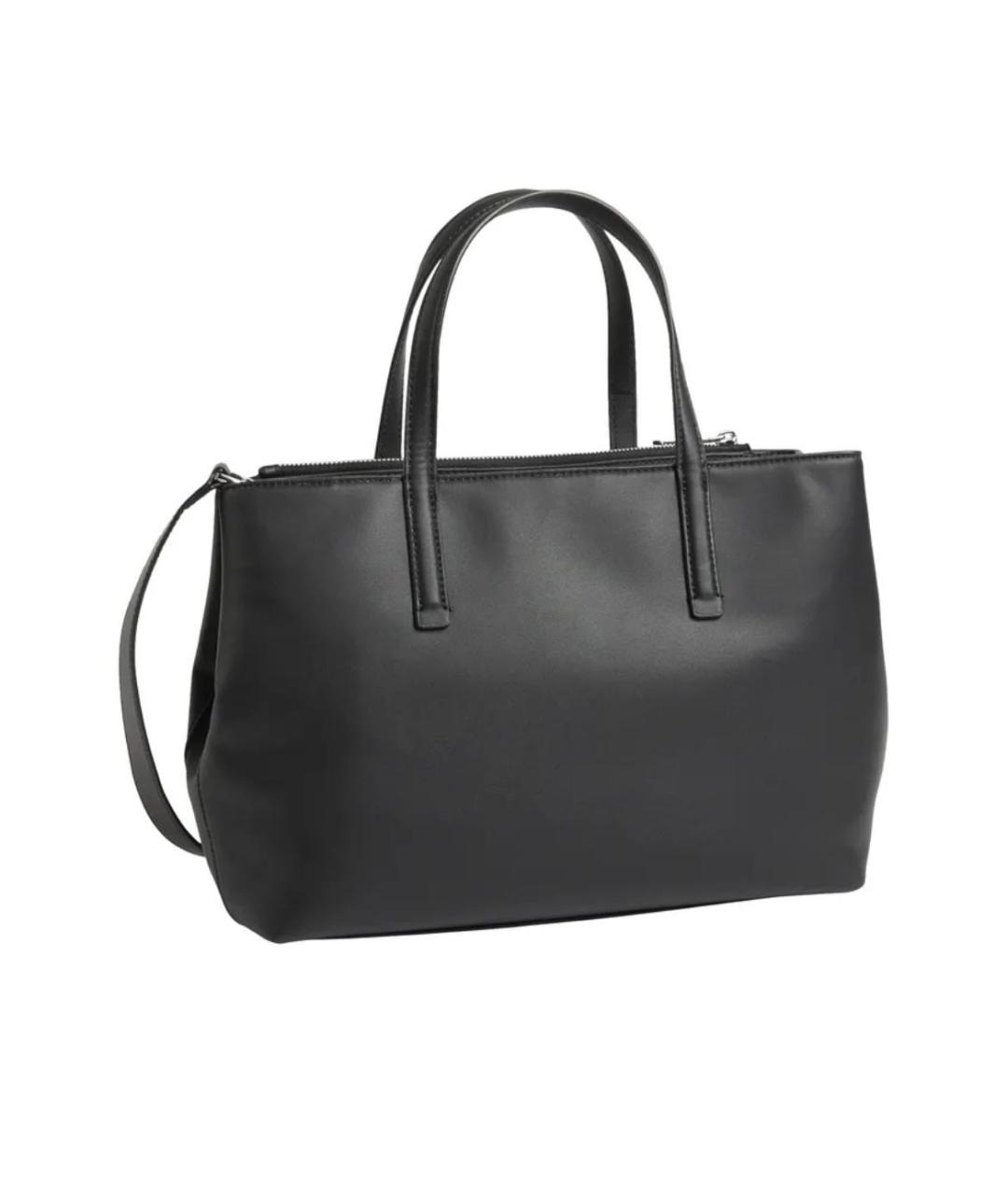 CALVIN KLEIN Черная сумка тоут из искусственной кожи, фото 2