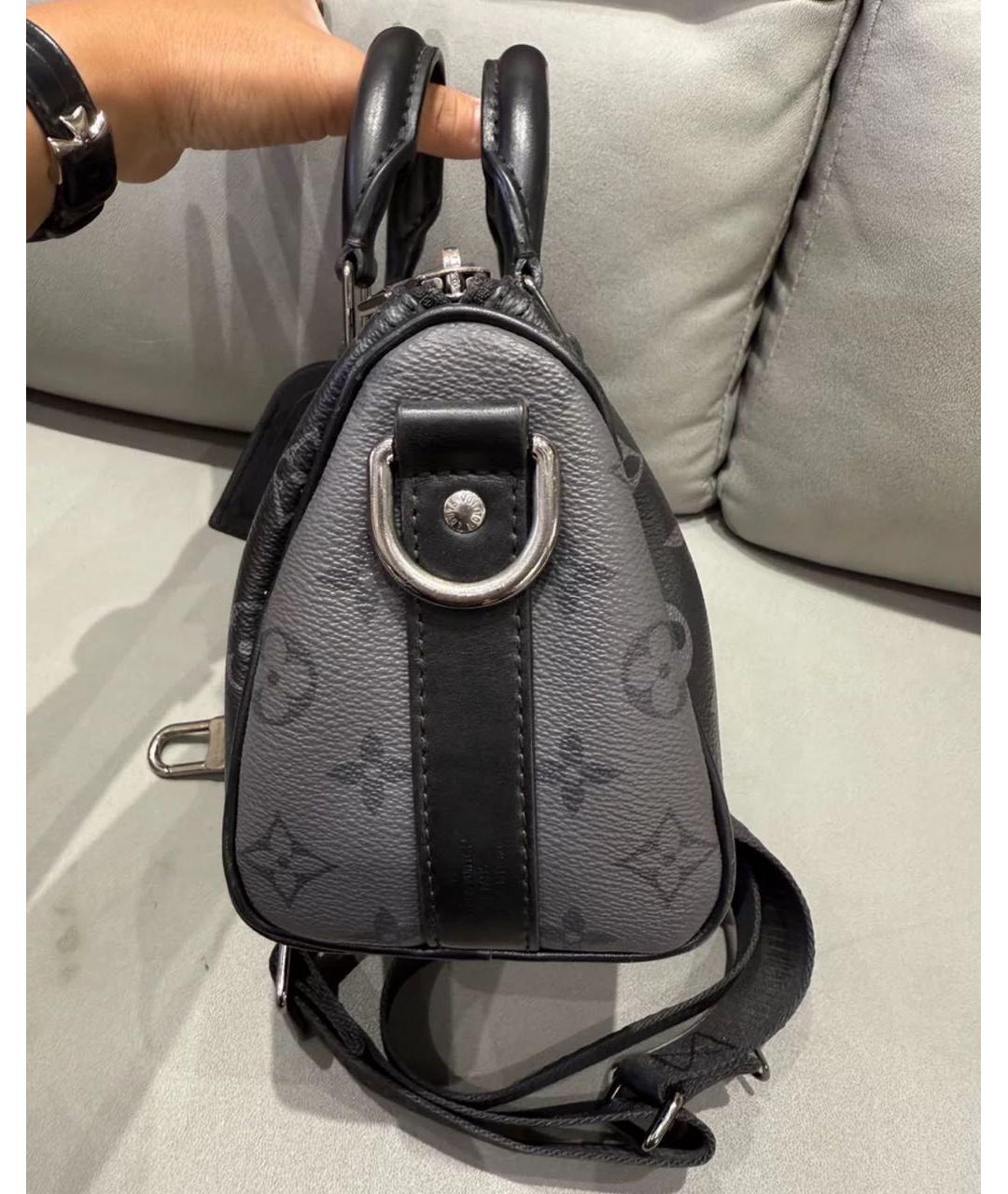LOUIS VUITTON Антрацитовая кожаная сумка через плечо, фото 4