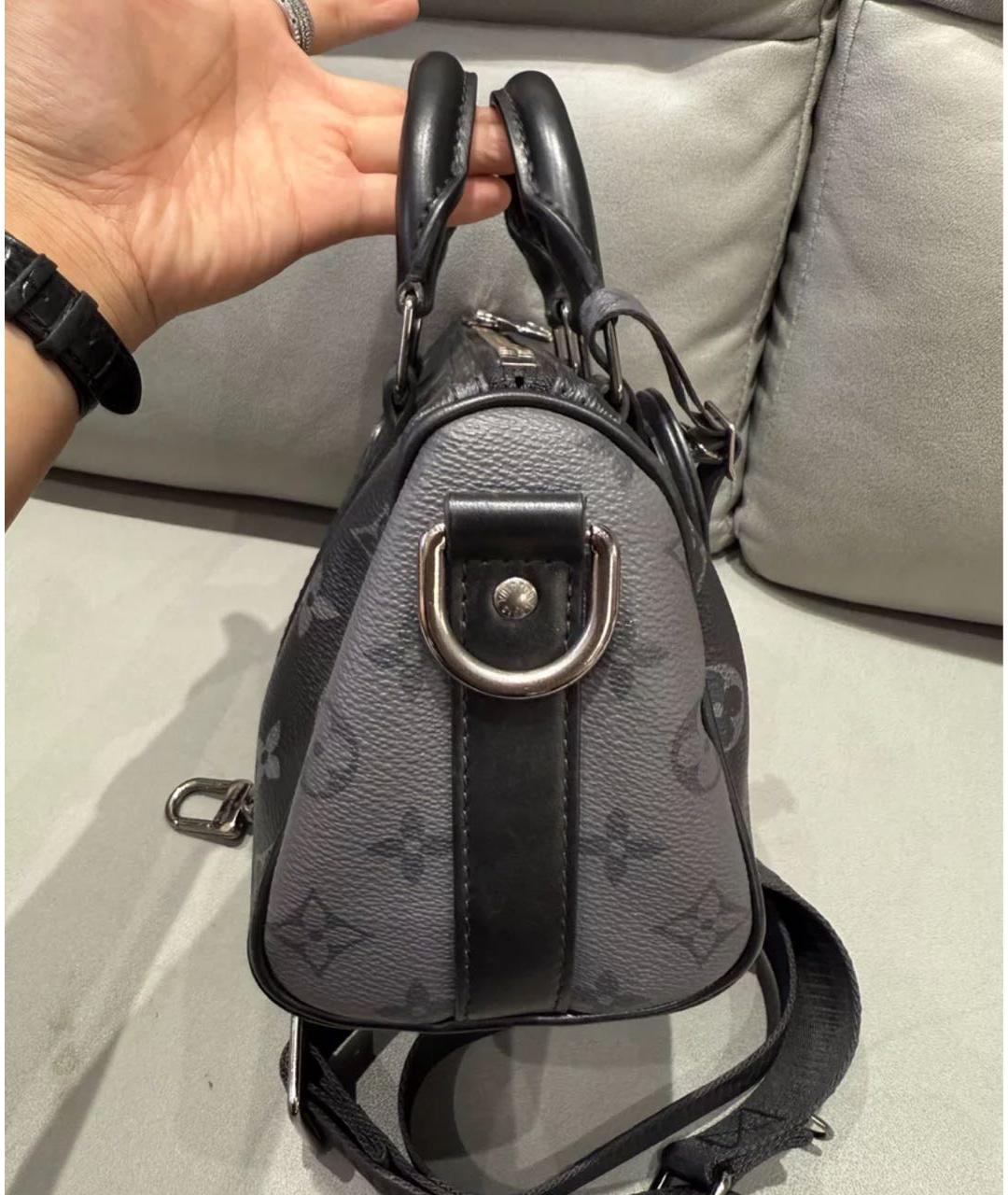 LOUIS VUITTON Антрацитовая кожаная сумка через плечо, фото 3