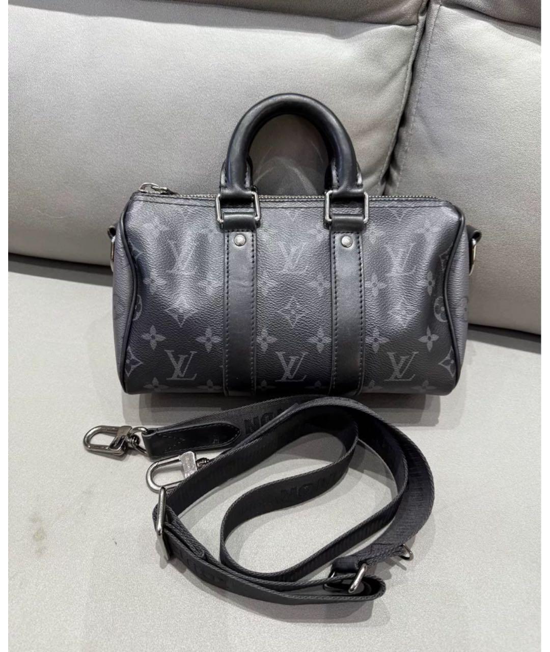 LOUIS VUITTON Антрацитовая кожаная сумка через плечо, фото 2