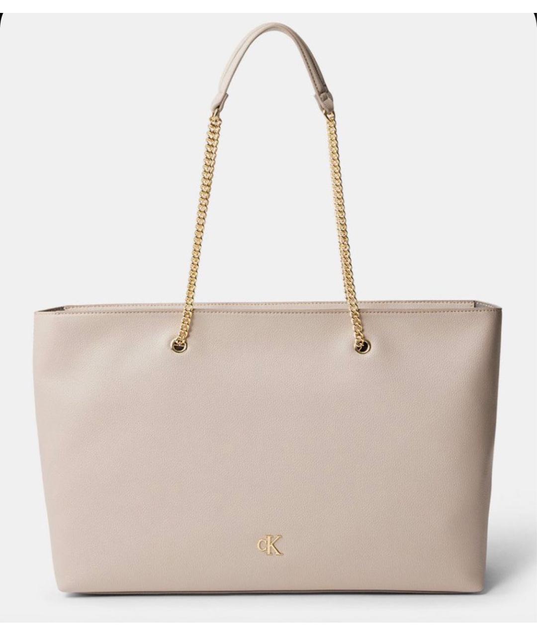 CALVIN KLEIN Бежевая сумка тоут из искусственной кожи, фото 3
