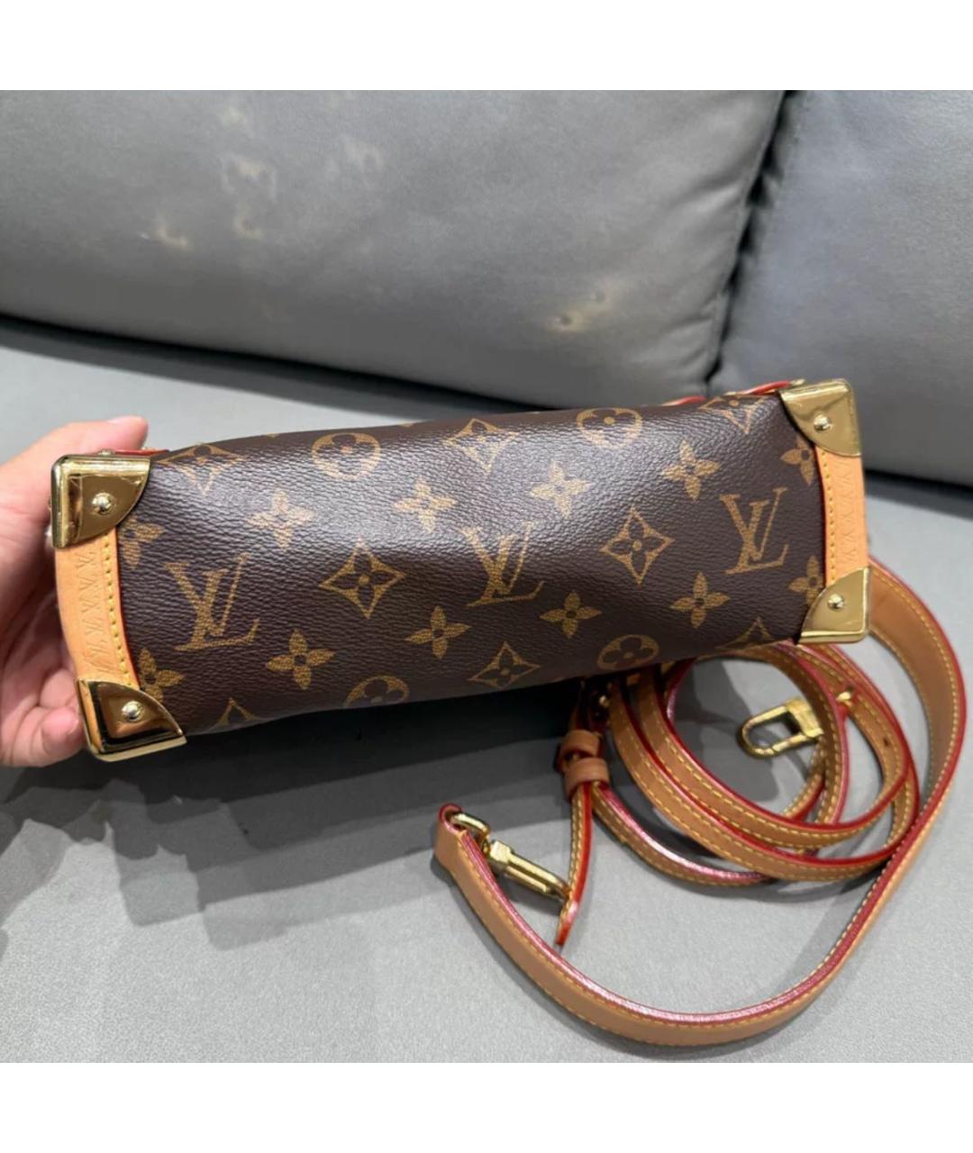 LOUIS VUITTON Коричневая кожаная сумка через плечо, фото 6