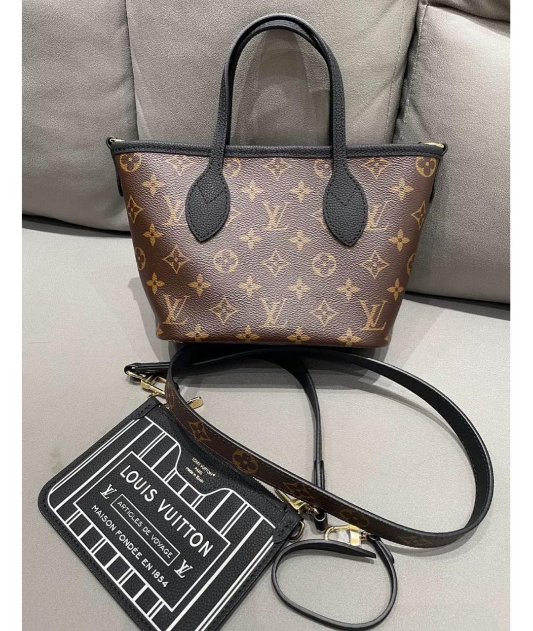LOUIS VUITTON Коричневая кожаная сумка тоут, фото 6