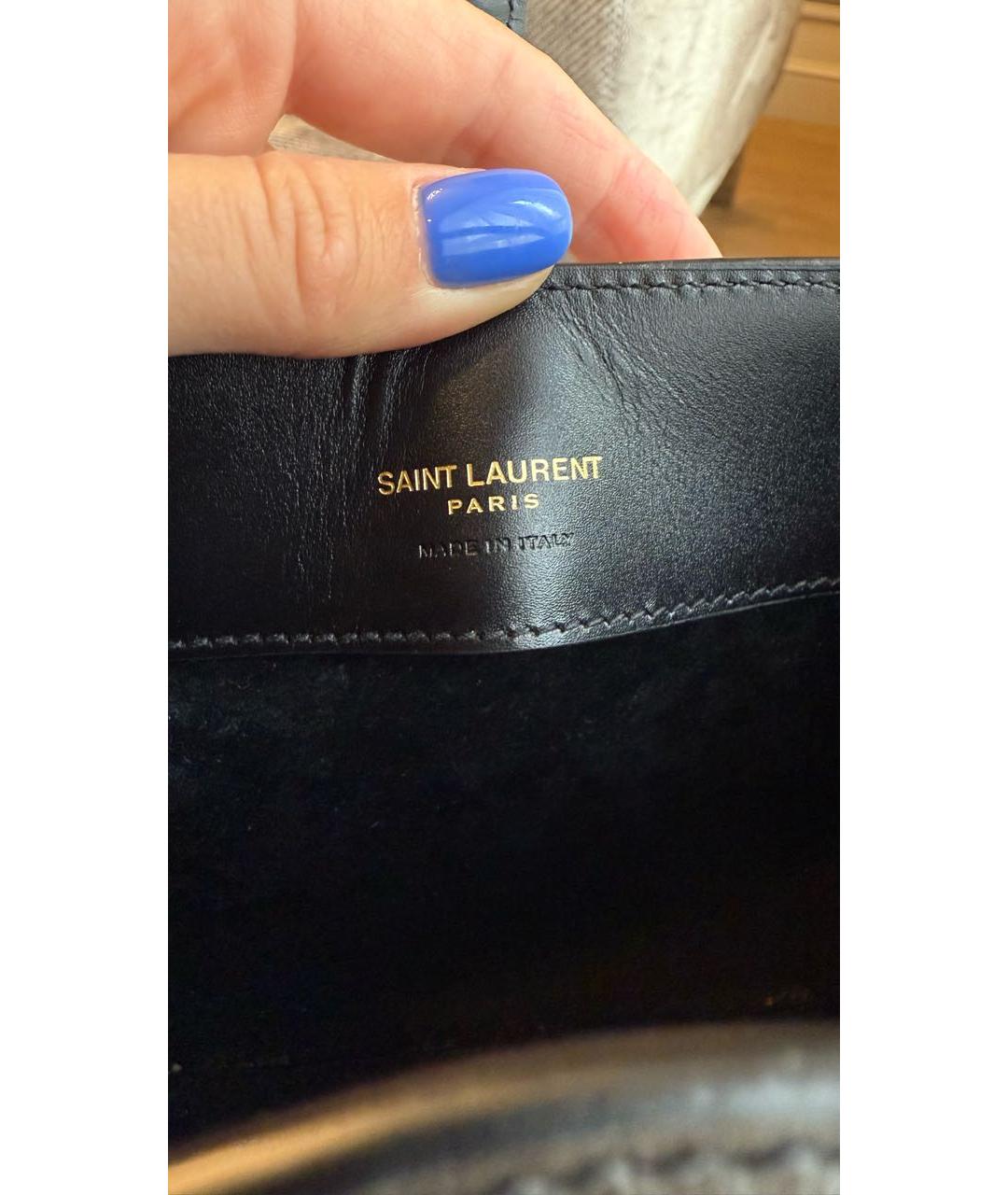 SAINT LAURENT Черная кожаная сумка через плечо, фото 7