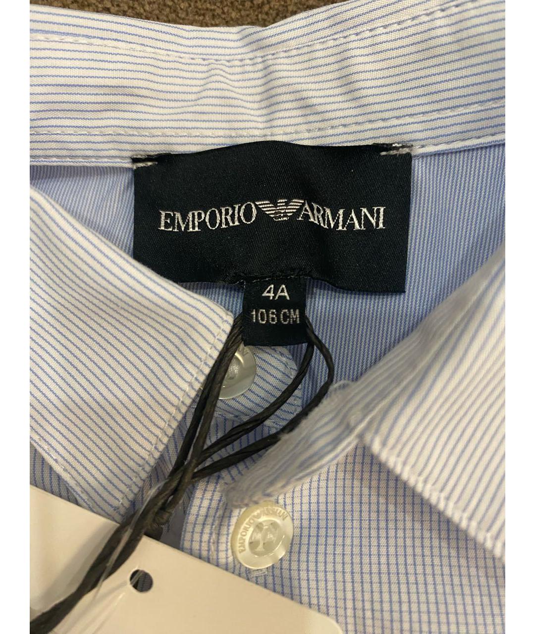 EMPORIO ARMANI KIDS Голубая хлопковая детская рубашка, фото 4