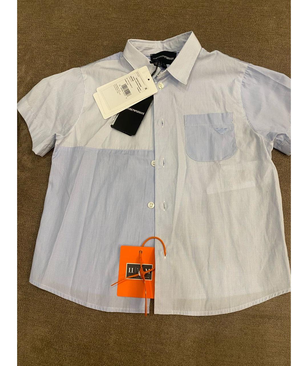 EMPORIO ARMANI KIDS Голубая хлопковая детская рубашка, фото 2