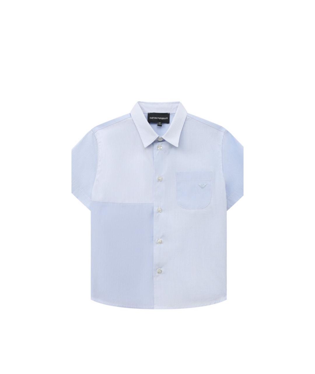 EMPORIO ARMANI KIDS Голубая хлопковая детская рубашка, фото 1