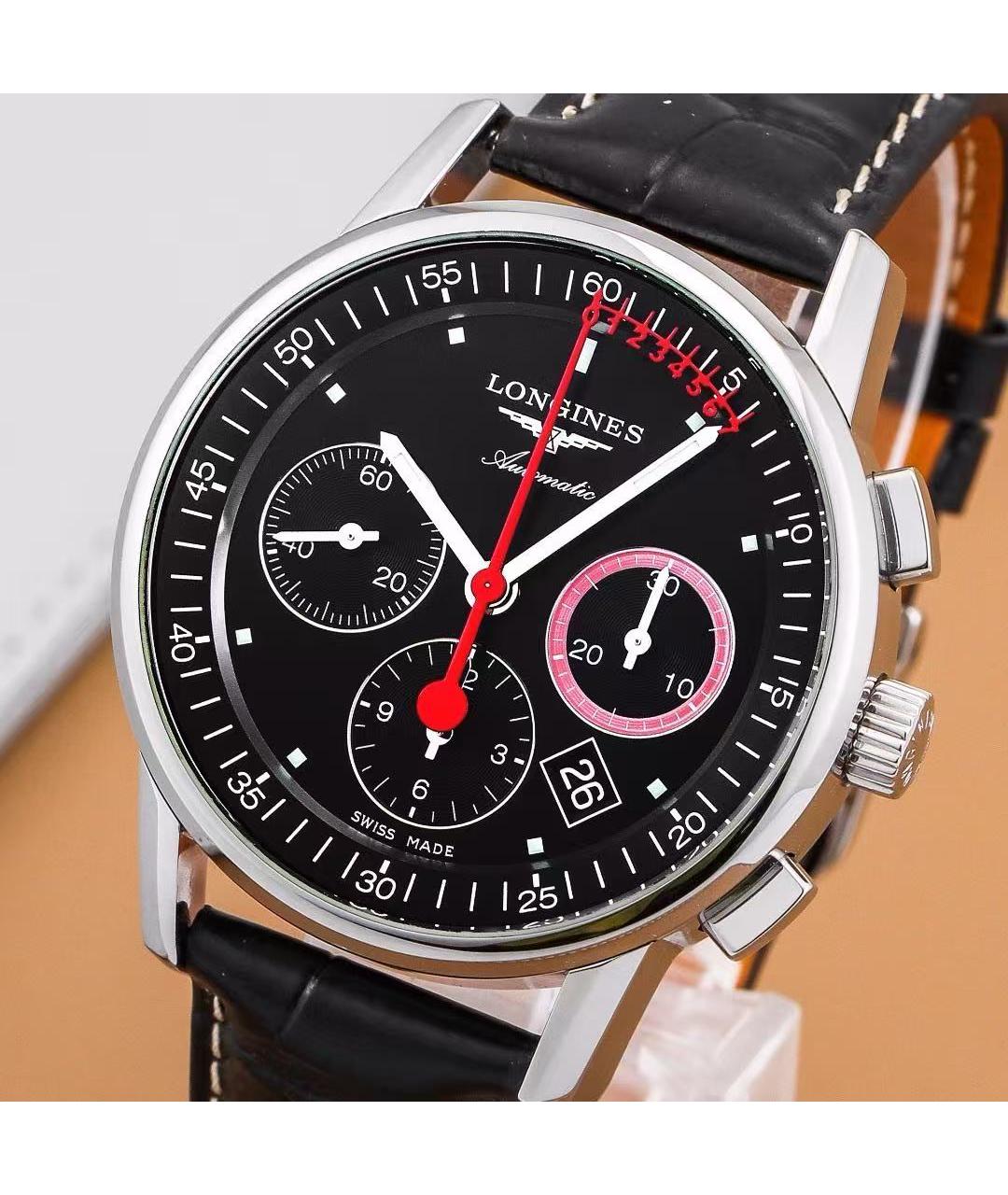 LONGINES Черные часы, фото 4